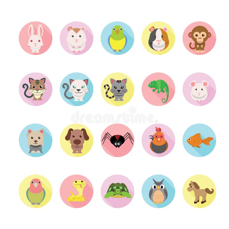Pets icons set. stock illustration