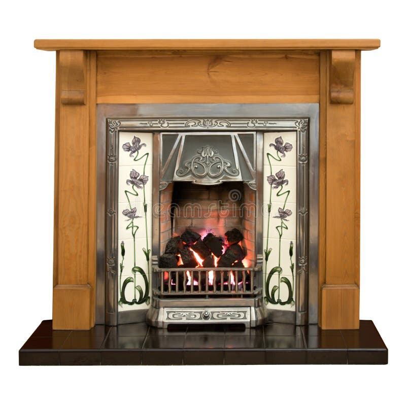 Pine fireplace stock photography
