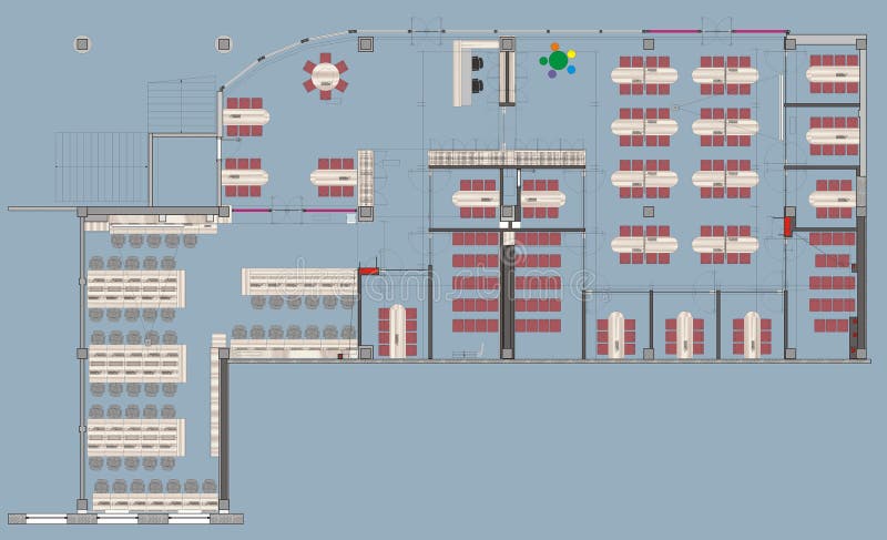 Plan Big Office. With straddling furniture vector illustration