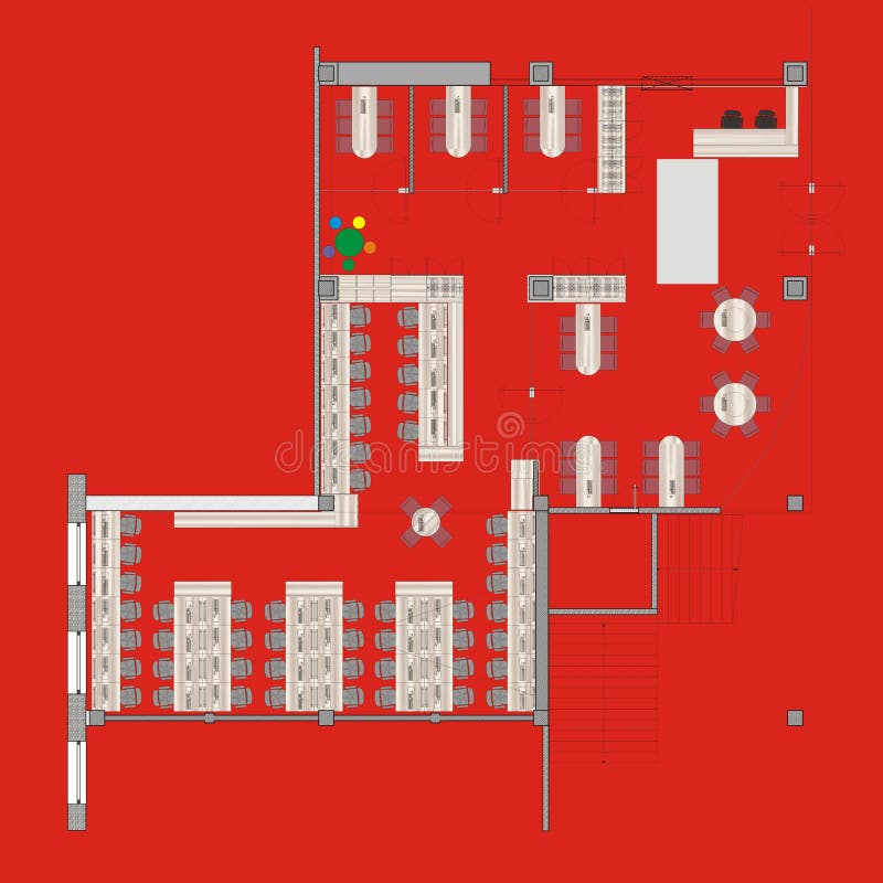 Plan Big Office. With straddling furniture stock illustration