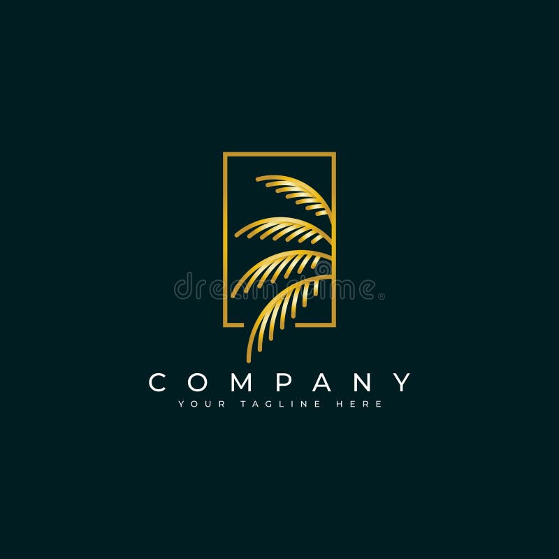 Palm leaf logo design template.luxury elegant palm tree symbol royalty free illustration