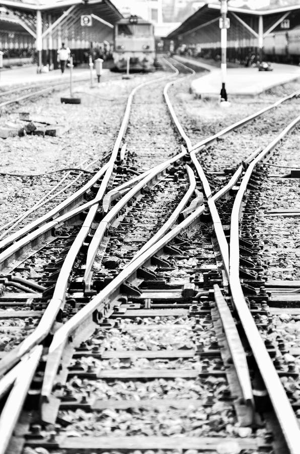 Railway in black and white stock photo