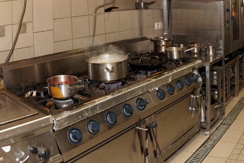 Real restaurant kitchen royalty free stock photo