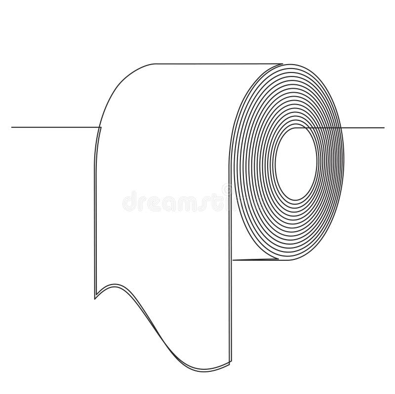 Roll of toilet paper in one continuous long line drawing style. Black and white vector illustration for your design. Panic. Shopping, increased demand during vector illustration
