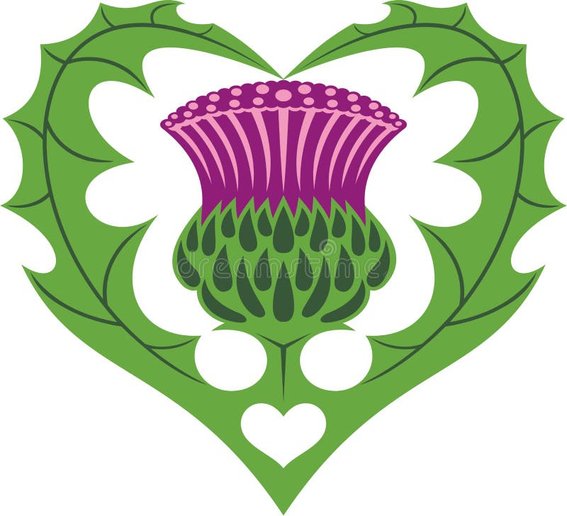 Scottish Heart & Thistle tattoo vector illustration