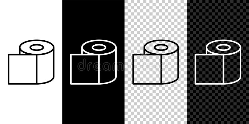 Set line Toilet paper roll icon isolated on black and white background. Vector Illustration.  royalty free illustration