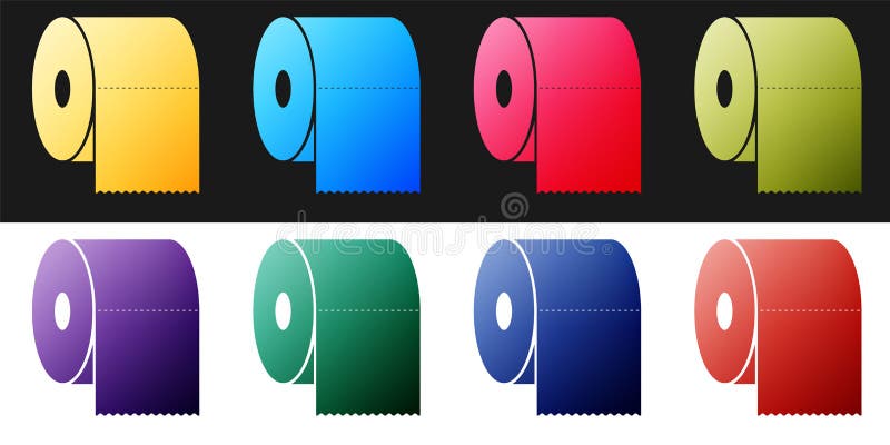 Set Toilet paper roll icon isolated on black and white background. Vector.  stock illustration