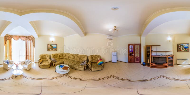 Spherical panorama of hotel room. Spherical panorama of an inexpensive hotel room royalty free stock image