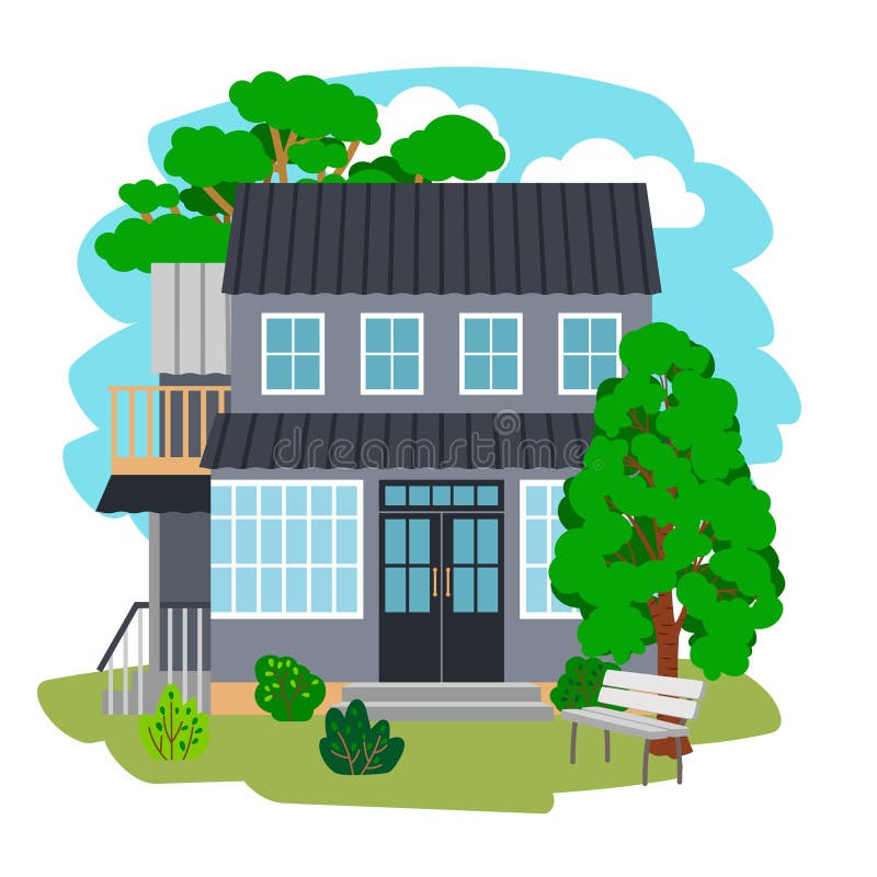 Summer cottage house vector illustration