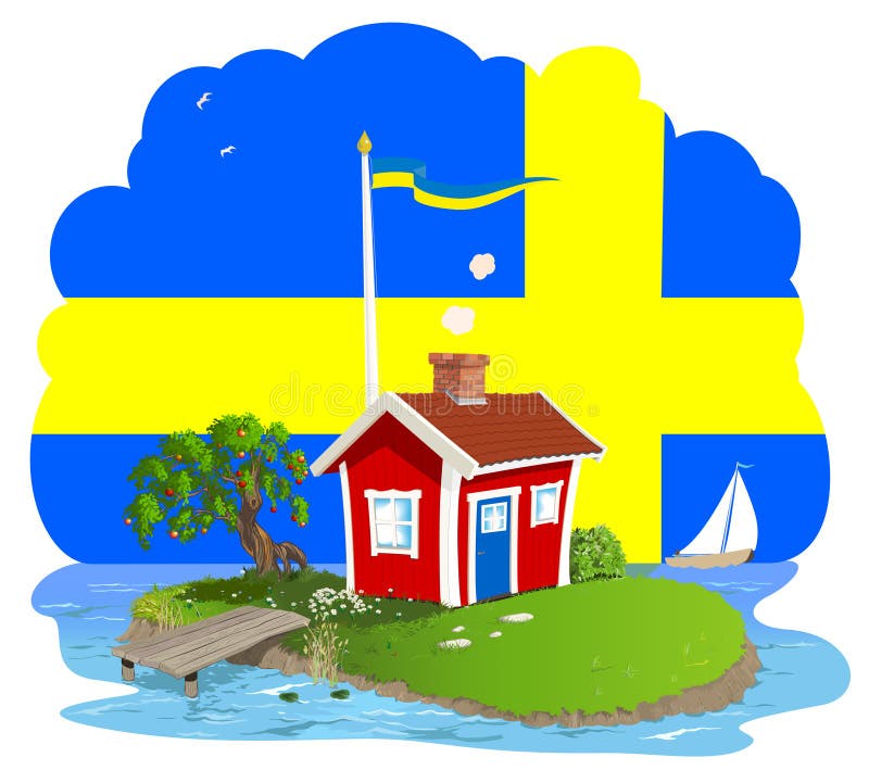 Swedish summer cottage dream stock illustration