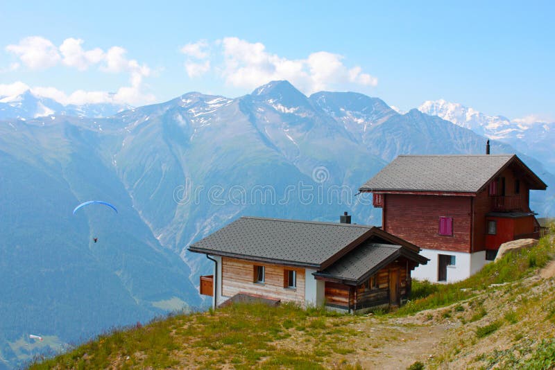 Swiss country houses. In the mountains royalty free stock photos