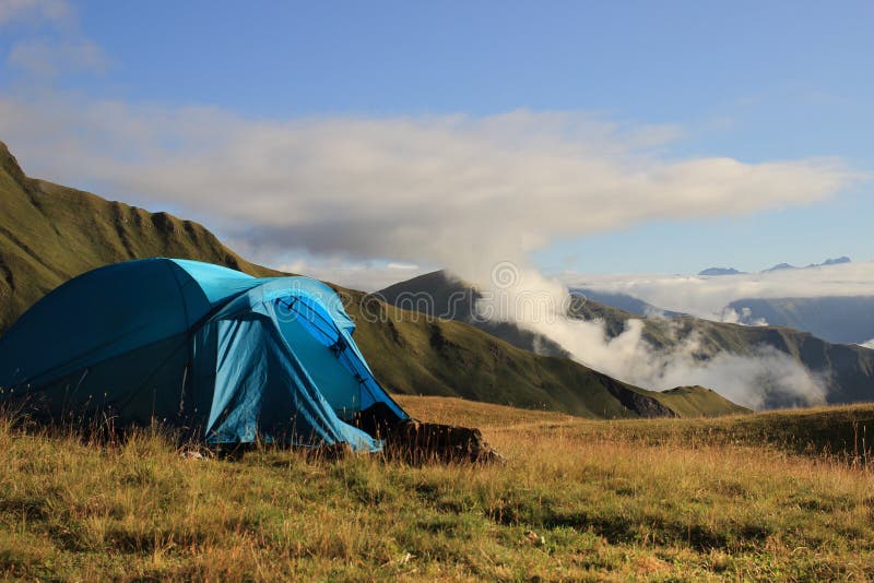 The tent in the mountains of Khevsureti (Georgia) royalty free stock images