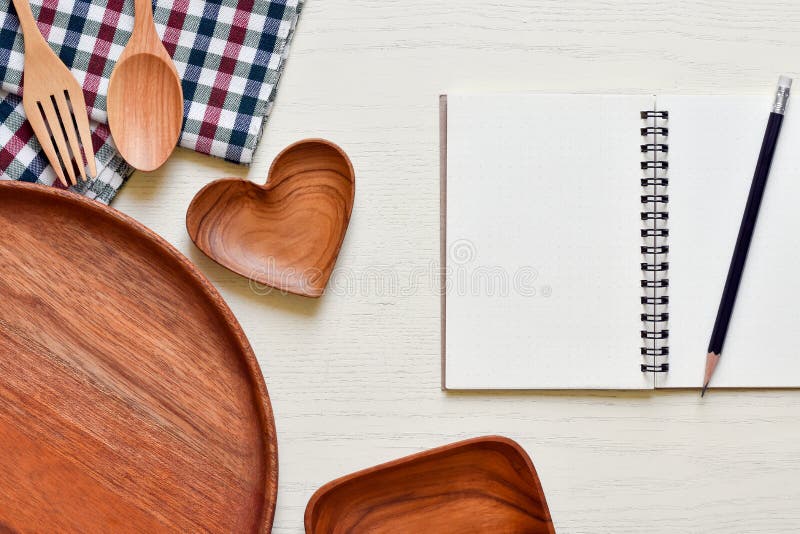 Top view white wooden table with utensils kitchen made from solid wood. royalty free stock photography Top view white wooden table with utensils kitchen made from solid wood. royalty free stock photography