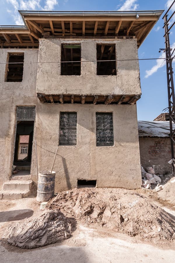 Traditional Turkish House Under Restoration and Renovation stock images