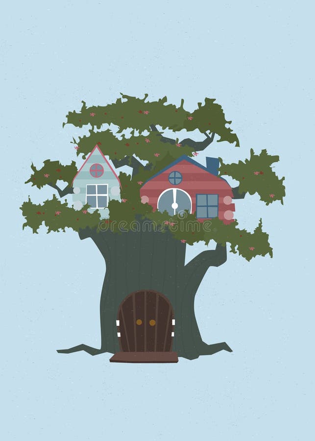 Tree House Flowers stock illustration