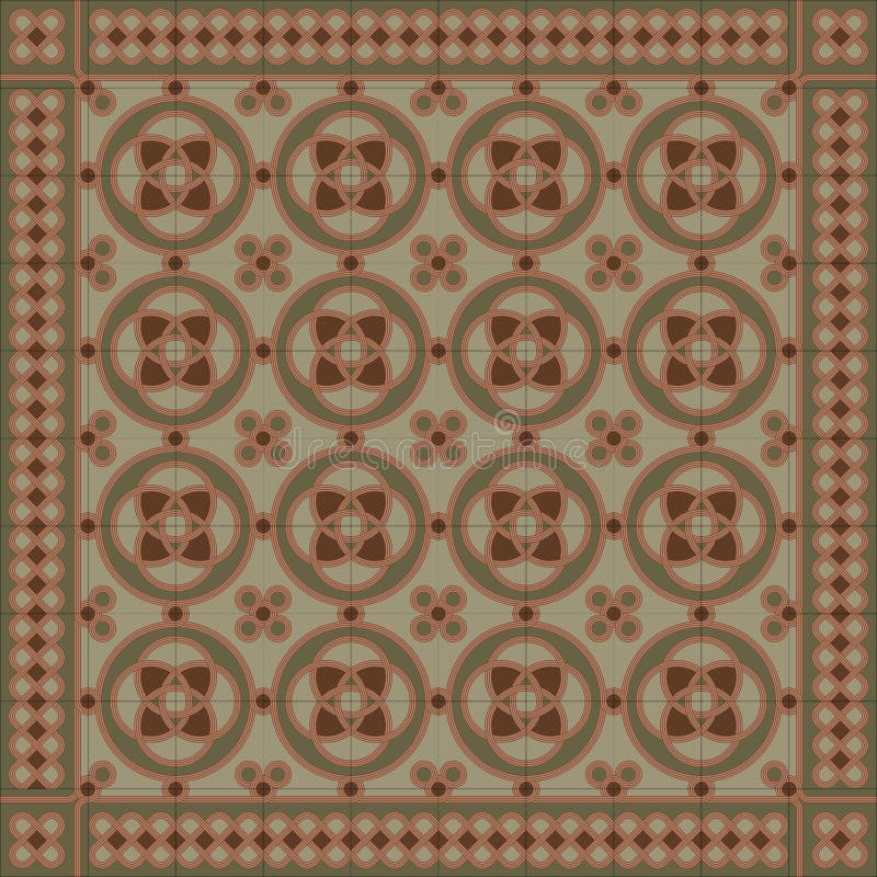 Twisted striped lines vector seamless pattern. Retro Seamless Vector Pattern of Encaustic tiles decorations. Tileable floor mosaic background in victorian style royalty free illustration