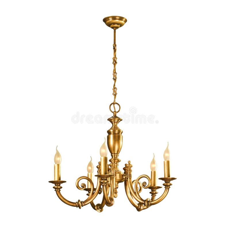 Vintage chandelier isolated on white. Background with clipping path royalty free stock photos