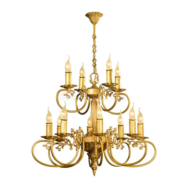 Vintage chandelier isolated on white. Background with clipping path stock photo