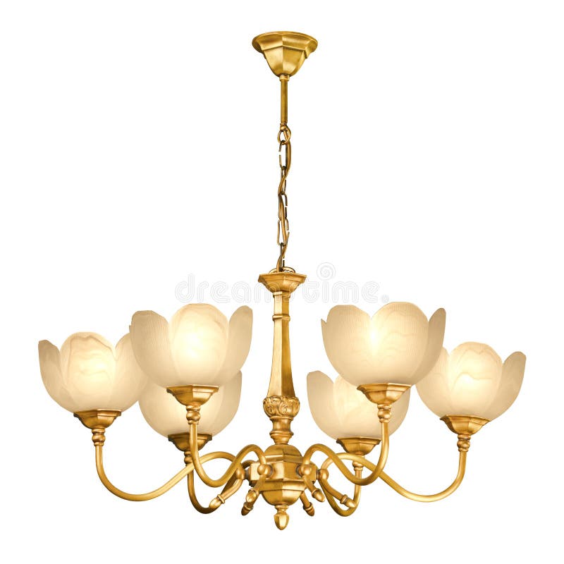 Vintage chandelier isolated on white. Background with clipping path stock photos