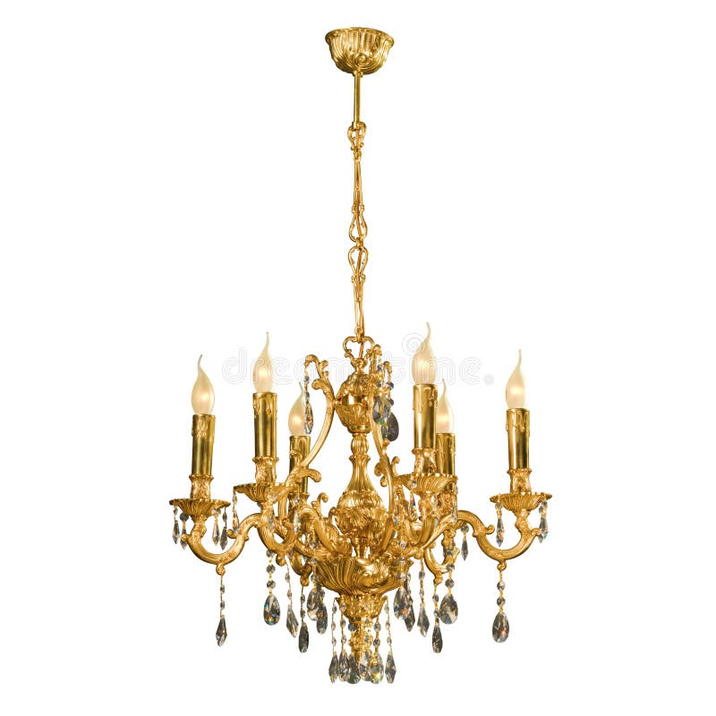 Vintage chandelier isolated on white. Background with clipping path royalty free stock images