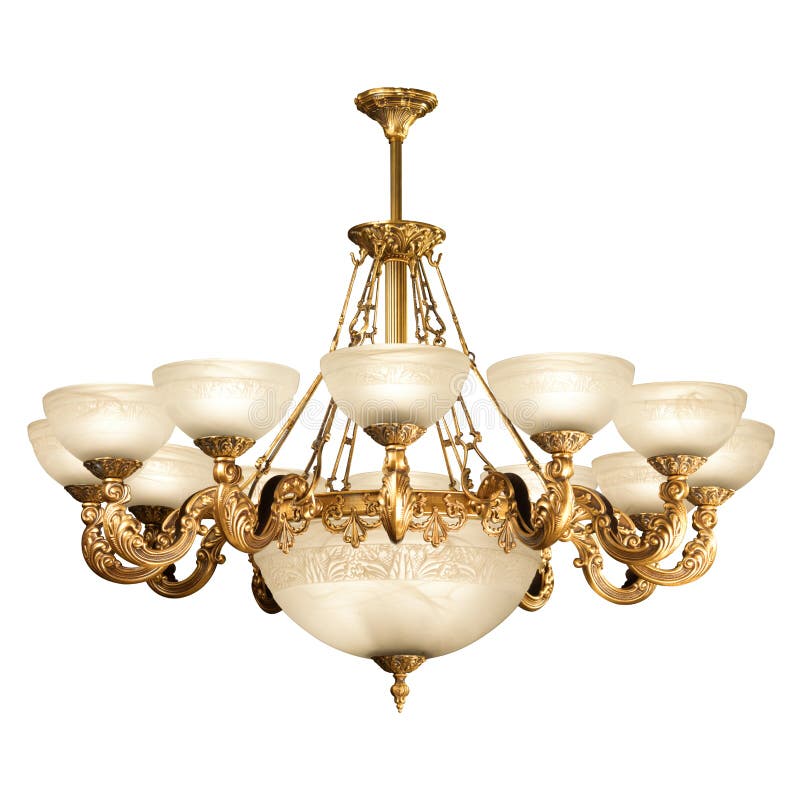 Vintage chandelier isolated on white. Background with clipping path royalty free stock photography