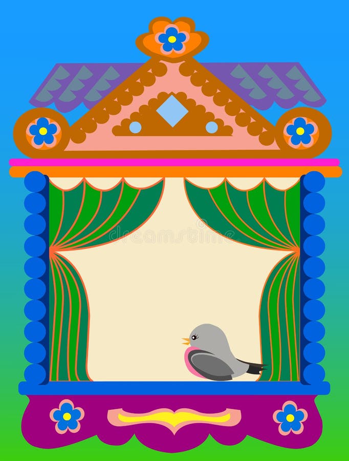 Window of the Russian traditional house stock illustration