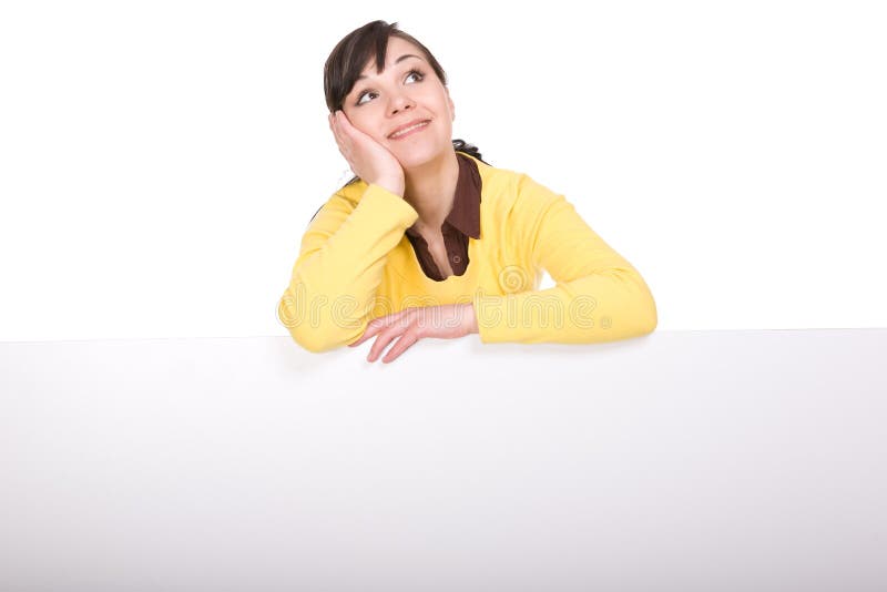 Woman with banner royalty free stock image