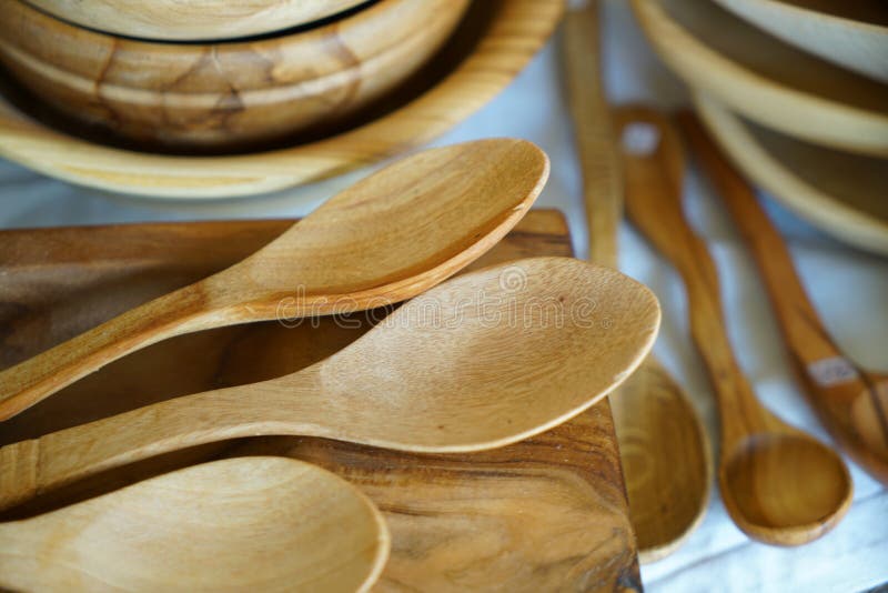 Wooden spoons made from local wood look good and are easy to use in the kitchen stock image Wooden spoons made from local wood look good and are easy to use in the kitchen stock image