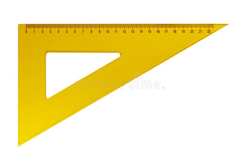 Plastic triangular ruler - yellow royalty free stock image