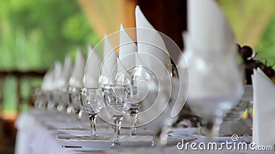 Beautifully served festive table.Served banquet table.Buffet served in the restaurant.Moving sharpness. stock footage