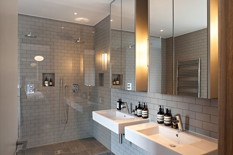 Серая ванная комната в современном стиле - Дизайн интерьера