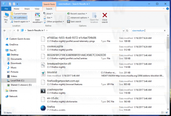 File Explorer Search In Action