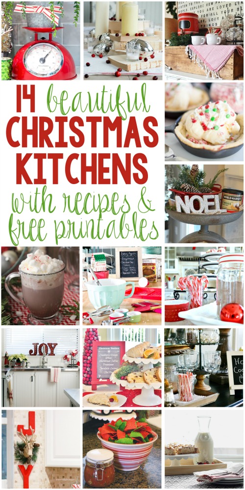 Creative ideas to decorate your kitchen for Christmas including free printables and holiday recipes. // cleanandscentsible.com