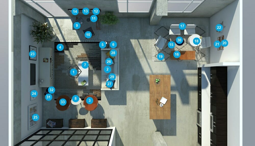 Combined living and dining house floor plan