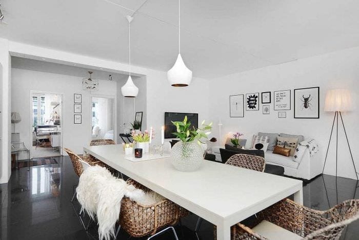 белые стены в интерьере квартиры в стиле минимализм