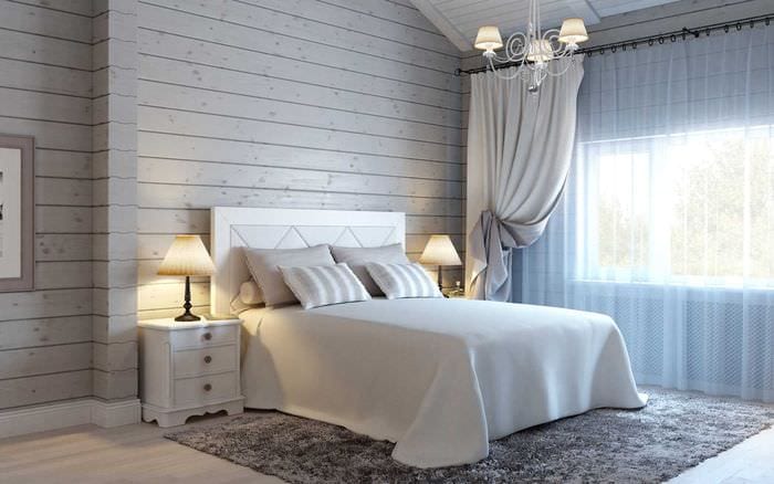 идея красивого интерьера белой спальни