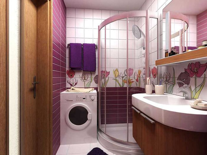 Дизайн малогабаритной ванной комнаты с душевой кабиной и стиральной машиной