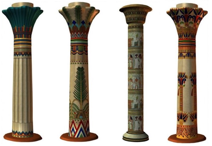 Варианты оформления колонн в египетском стиле