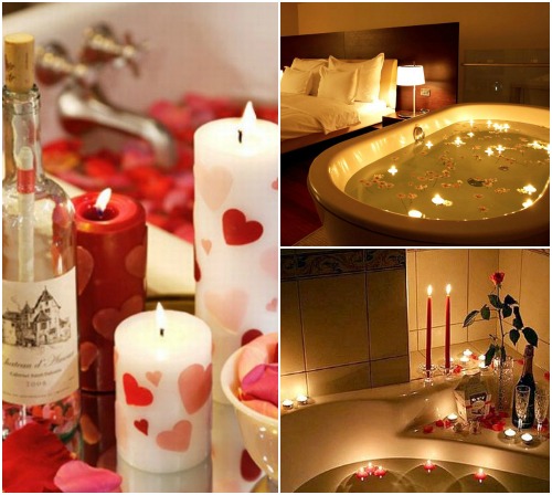 Свечи для романтического вечера в ванной фото