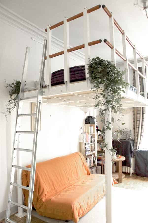 Sleeping area in a clever studio apartment called Zoku in Amsterdam