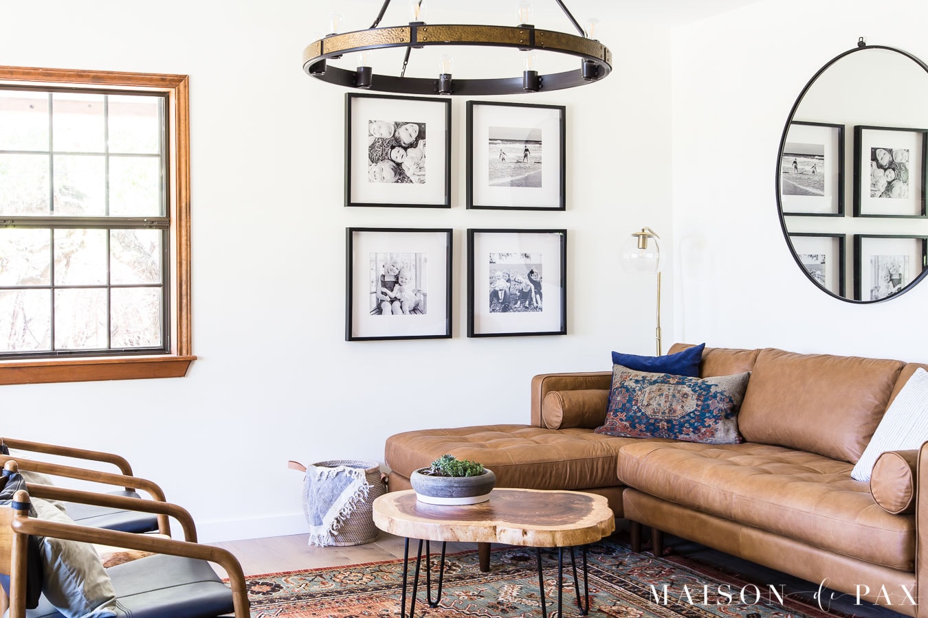 How to Decorate a Leather Sofa leather living room furniture with patterned rug
