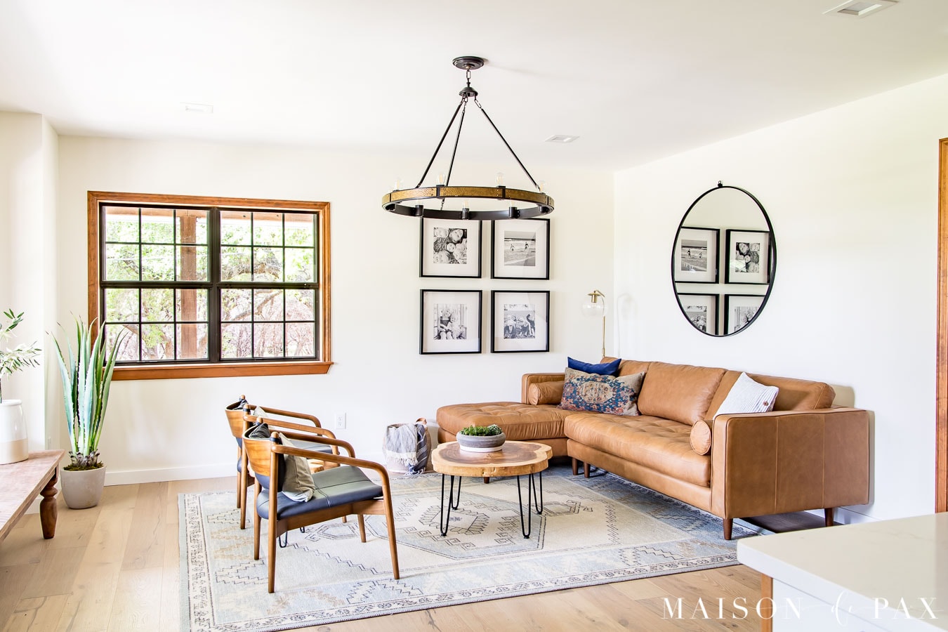 How to Decorate a Leather Sofa rustic modern farmhouse living room with leather sectional