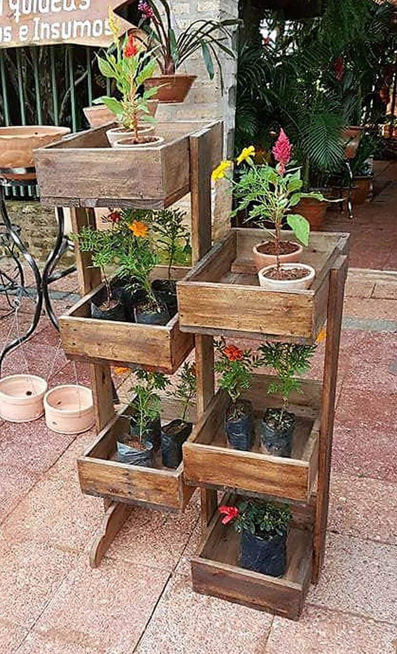 pallet multi tier pots stand