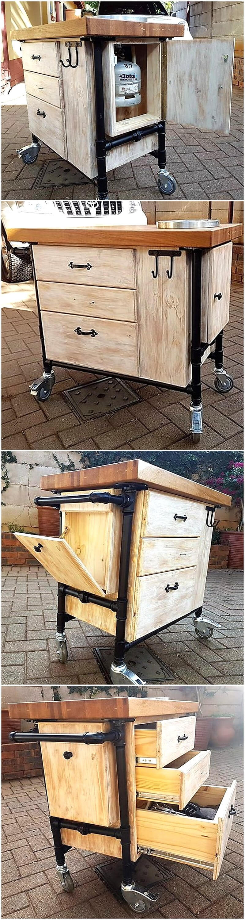 wooden pallets kitchen or patio trolley