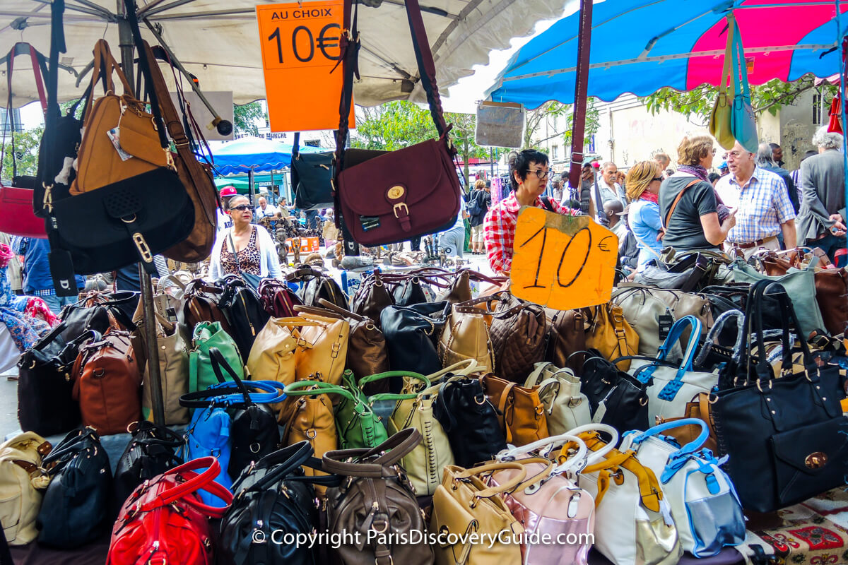 Inexpensive handbags at Montreuil Flea Market Inexpensive handbags at Montreuil Flea Market