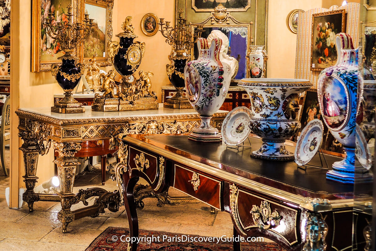 Antique furniture and decorative objects at the Paris Flea Market Antique furniture and decorative objects at the Paris Flea Market