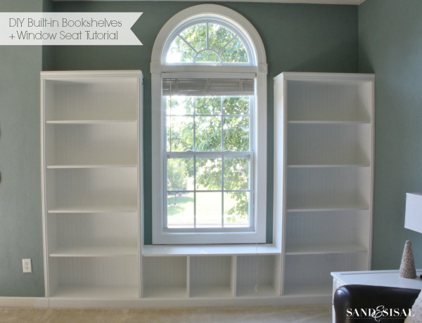 DIY Built-in Bookshelves with Window Bench Tutorial