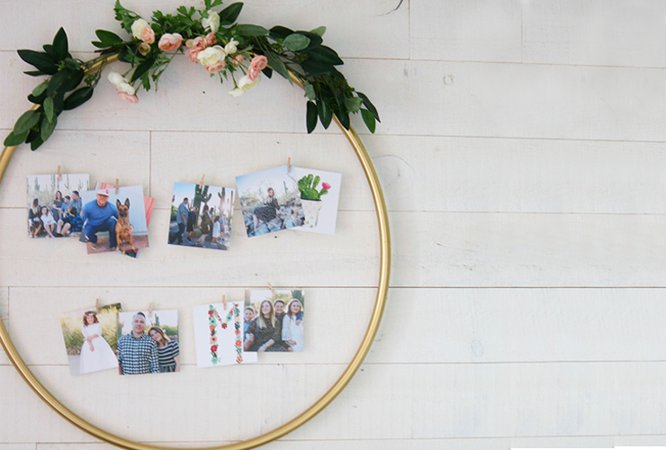 Hula hoop displaying photos on ribbon