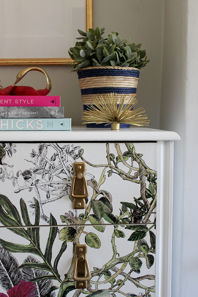 Want to find out how to create these DIY wallpapered chest of drawers? Check out how to update boring pine furniture! 