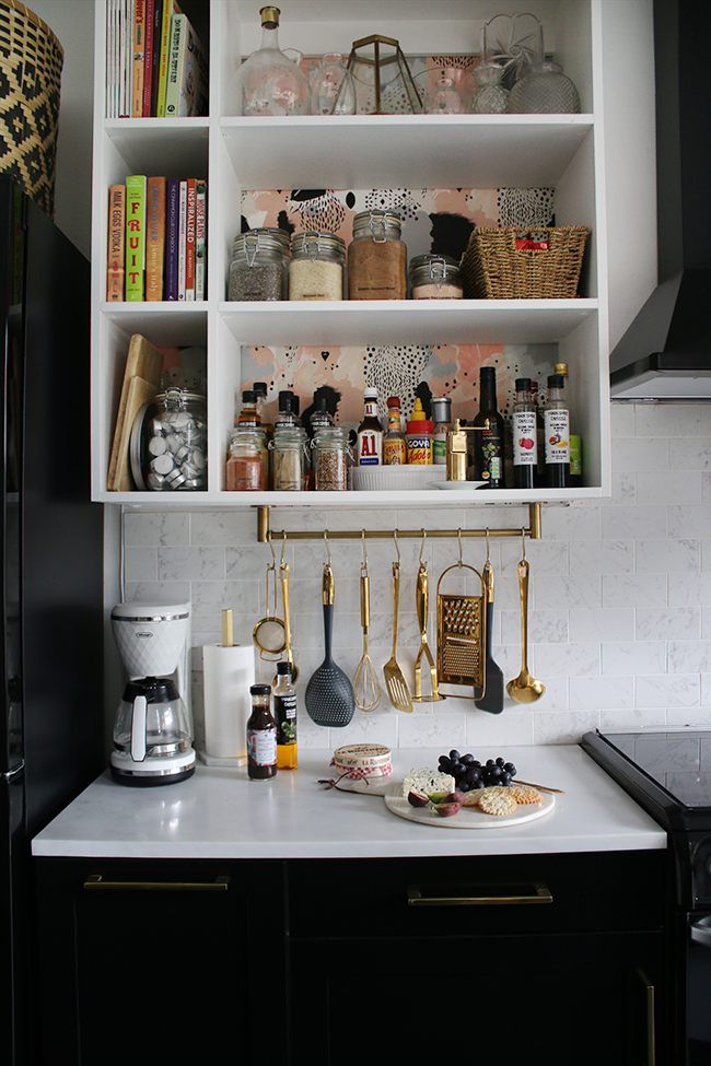 Got a small kitchen? Installing vertical shelves is a great way to maximise storage and create visual space!